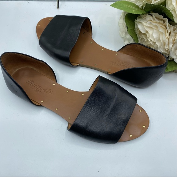 Madewell Sz 6 Thea Black Leather Sandals - Picture 1 of 7